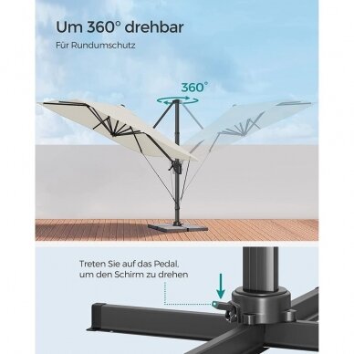 Reguliuojamas lauko skėtis su stovu, Ø290 cm 2