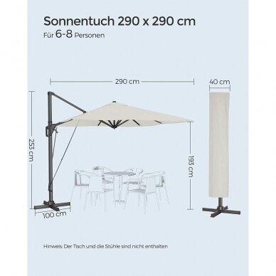 Reguliuojamas lauko skėtis su stovu, Ø290 cm 4