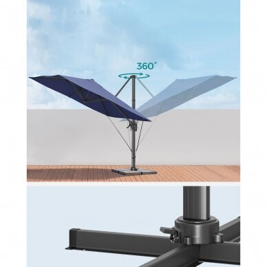 Reguliuojamas lauko skėtis su stovu, Ø290 cm 4