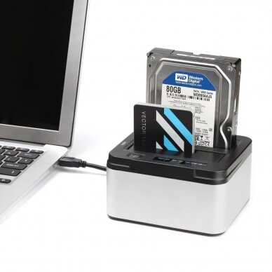 SALCAR USB 3.0 kietųjų diskų HDD stotelė 2.5/3.5 SATA, SSD diskams su klonavimo funkcija