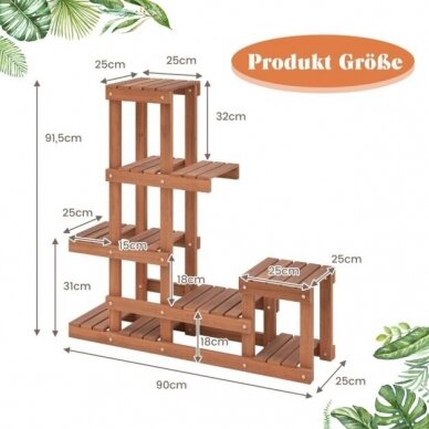 Šešių pakopų medinis gėlių stovas (Ekspozicinė prekė) 10