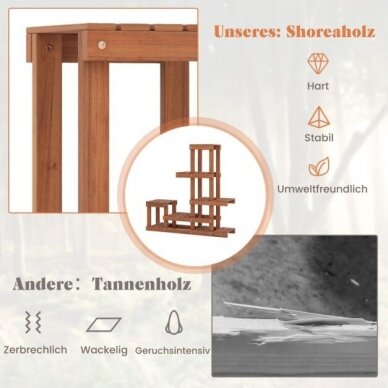Šešių pakopų medinis gėlių stovas (Ekspozicinė prekė) 6