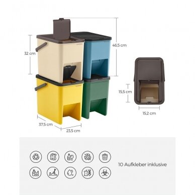 Rūšiavimo šiukšliadėžių rinkinys, 4 x 20 l 6