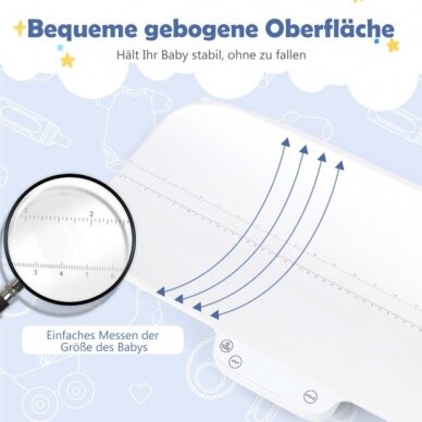 Skaitmeninės kūdikių svarstyklės su centimetrais ūgiui matuoti 4