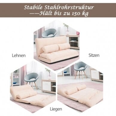 Sulankstoma grindų sofa - lova su reguliuojamu atlošu 5