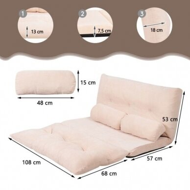 Sulankstoma grindų sofa - lova su reguliuojamu atlošu 6