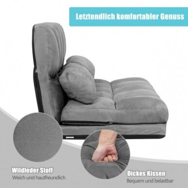 Sulankstoma grindų sofa - lova su reguliuojamu atlošu 3