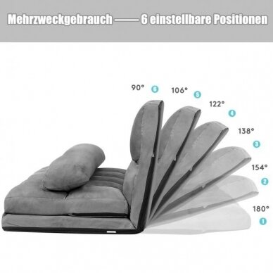 Sulankstoma grindų sofa - lova su reguliuojamu atlošu 4