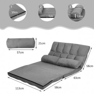 Sulankstoma grindų sofa - lova su reguliuojamu atlošu 6