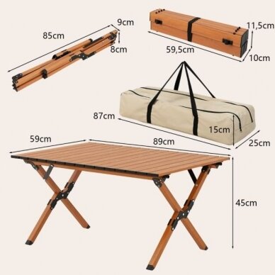 Sulankstomas aliuminis stalas, 45 x 59 x 89 cm 7