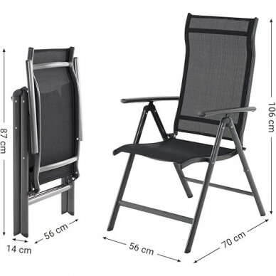 Sulankstomos poilsio kėdės su reguliuojamais atlošais, 4 vnt 5