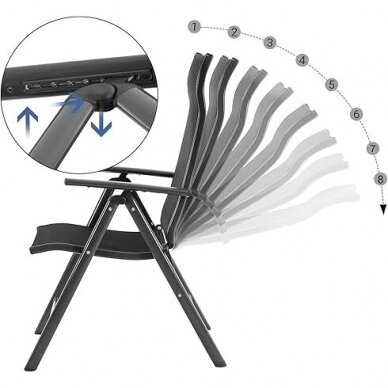 Sulankstomos poilsio kėdės su reguliuojamais atlošais, 4 vnt (Transportavimo defektas) 3