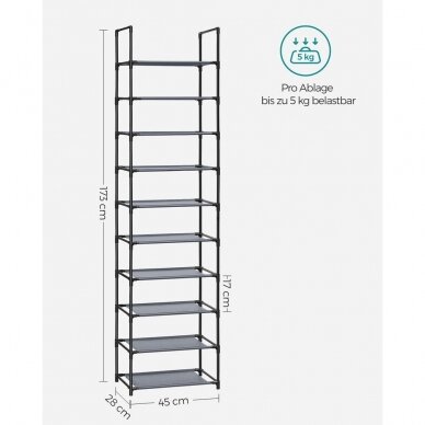 Surenkama 10 pakopų batų lentyna, 173 x 45 x 28 cm 5
