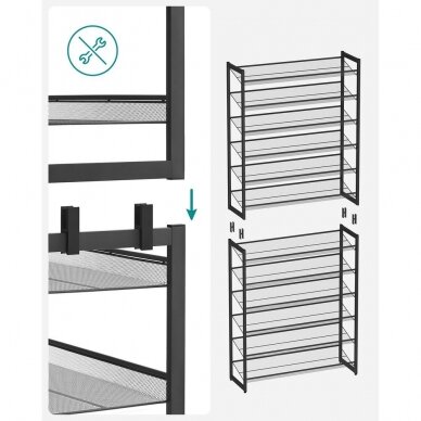 Surenkama metalinė 12 pakopų batų lentyna 7