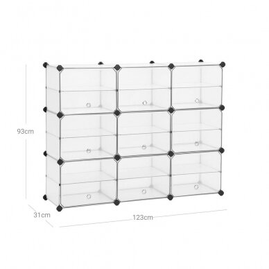 Surenkama plastikinė 9 skyrių batų spintelė, 123 x 31 x 93 cm cm 4