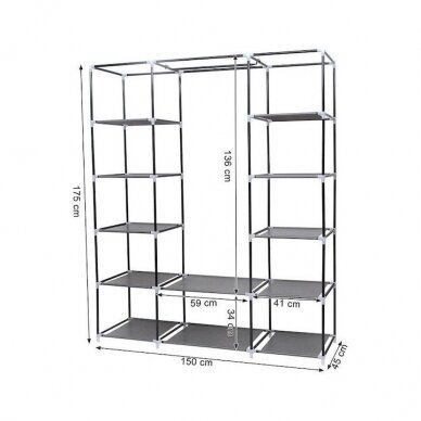 Surenkama tekstilinė drabužių spinta, 150 x 175 x 45 cm 5