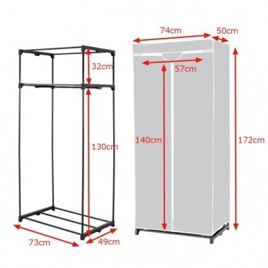 Surenkama tekstilinė drabužių spinta, 74 x 172 cm 4