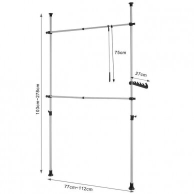 Teleskopinė drabužių spintos sistema, 103-278 x 77-112 cm 3