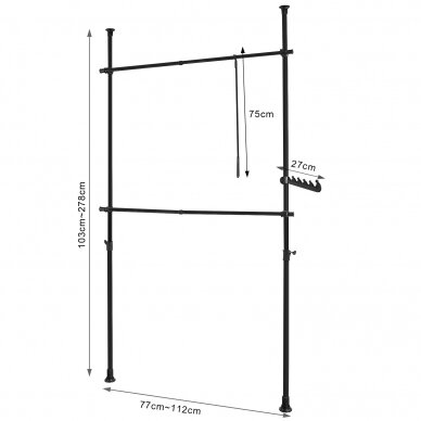 Teleskopinė drabužių spintos sistema, 103-278 x 77-112 cm 4