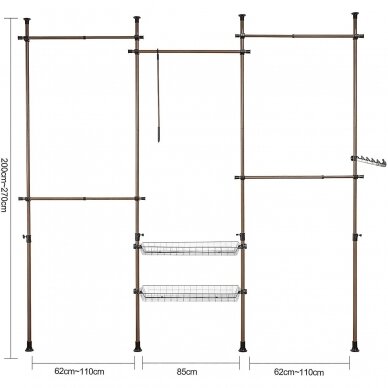 Teleskopinė drabužių spintos sistema, 209-305 x 200-270 cm 4