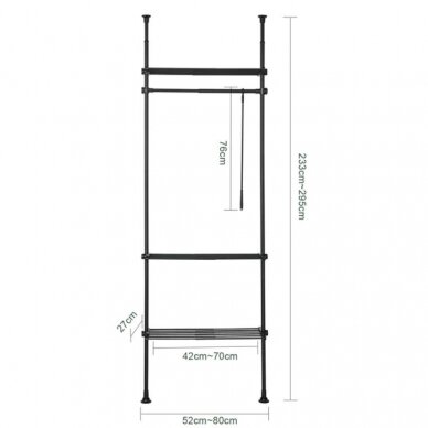 Teleskopinė drabužių spintos sistema, 233-295 x 52 x 80 cm 4
