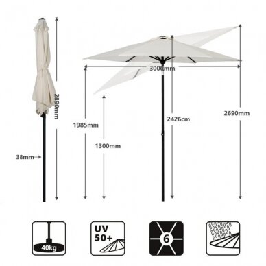 Teleskopinis lauko skėtis, Ø300 cm 4