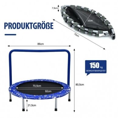 Vaikiškas batutas su rankena, Ø 92 cm (Transportavimo defektas) 6