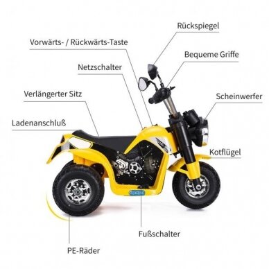 Vaikiškas elektrinis mini triratis motociklas, 6V, 4 km/h 2