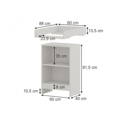 Pastatoma lentyna su vystymo stalu MONA, 103,5 x 60 x 88 cm  4