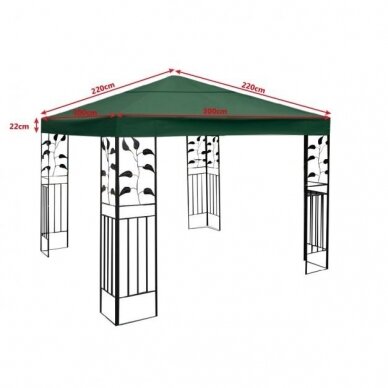 Žalios spalvos pavėsinės stogo uždangalas 3 x 3 m 3