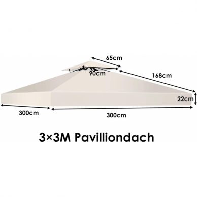 Smėlio spalvos pavėsinės stogo uždangalas 3 x 3 m 3